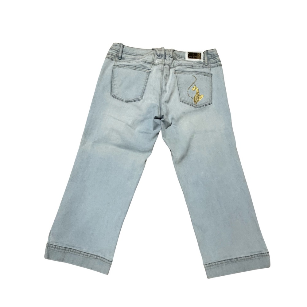 Vintage Baby Phat Jeans Women 13 Capri Cropped Low Rise Gold Cat Y2K McBling